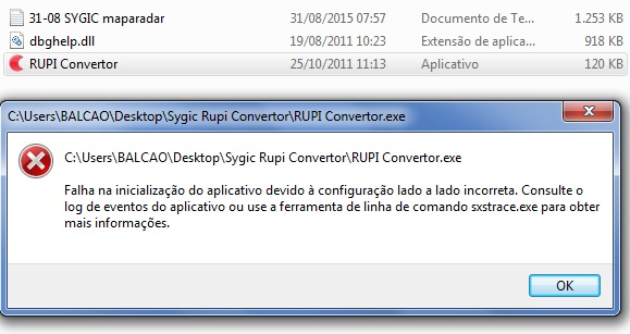 Bom dia alguem sabe me dizer como resolver esse problema não consigo abrir o Sygic Rupi Convertor da um erro